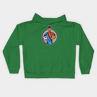 Soccer player holding ball Kids Hoodie